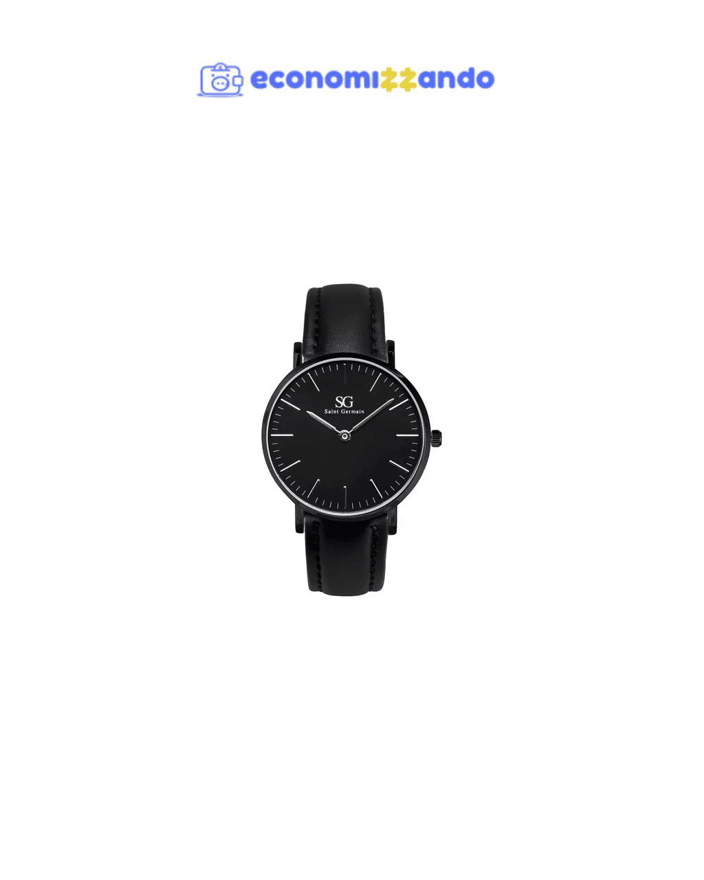 Relógio Masculino Couro Preto Saint Germain Murray Full Black 40mm Fundo Preto