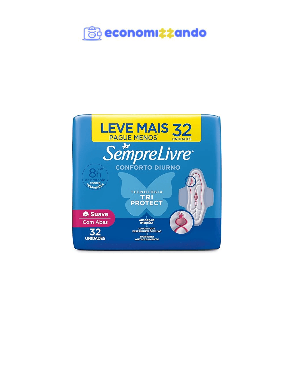 Sempre Livre Absorvente Externo Adapt Plus Com Abas 32 Unidades