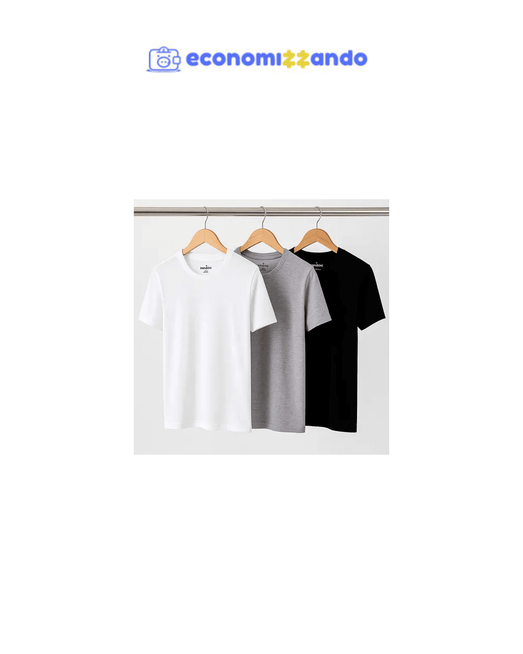 Kit 3 Camisetas Algodão Dia Dia Sandrini Básica Conforto