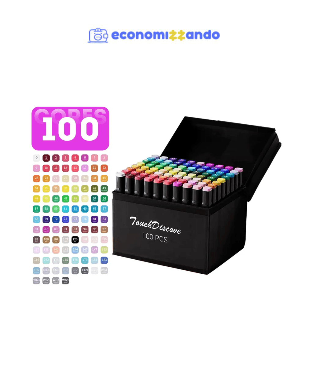 Conjunto Caneta Marcador Canetinha Ponta Dupla 100cores Kit