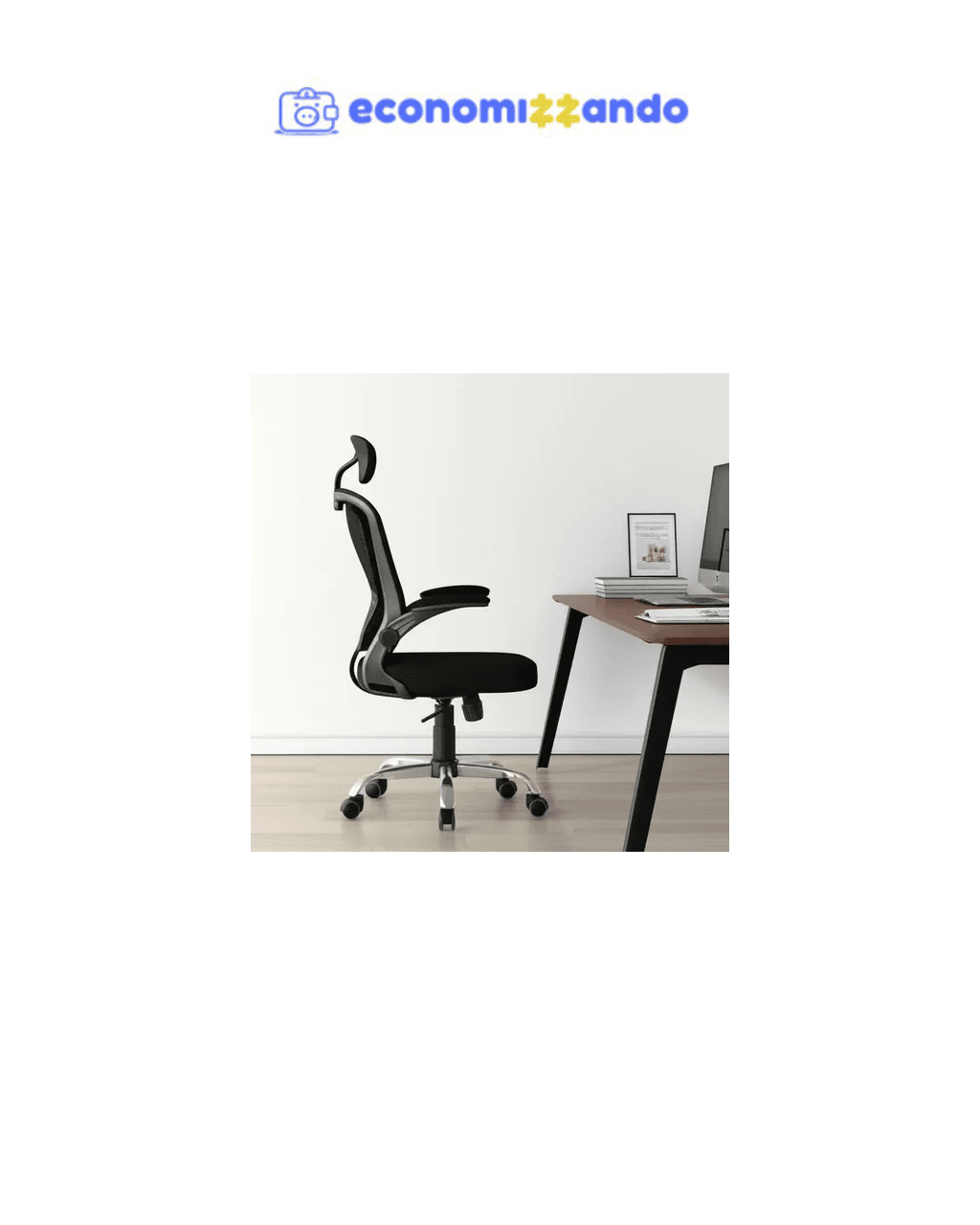 Cadeira De Escritório Ergonômica Giratória B100 Com Estofado Mesh com Ajuste Lombar Luvinco