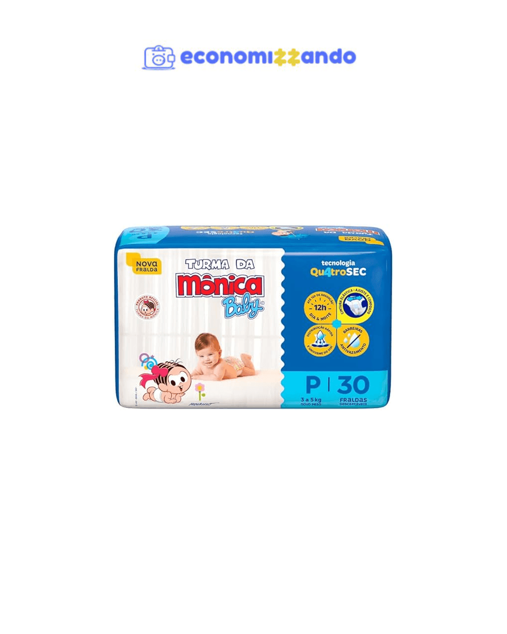 Fralda Turma da Mônica Baby Jumbo P 30 Unidades