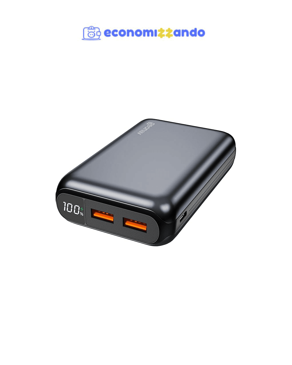 Geonav Power Bank, Carregador Portátil Universal 20.000mAh, USB-A (até 18W)   USB-C (até 20W), Compacto, Carregamento Rápido, Pass Through, Led Indicador de Bateria, Cinza espacial