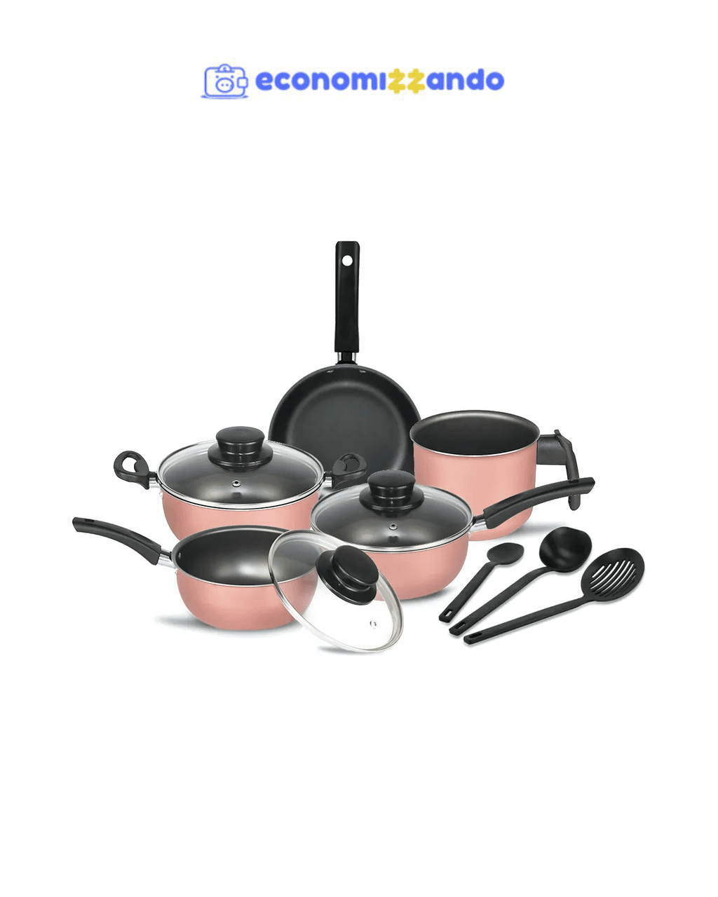 Jogo De Panelas Alumínio Antiaderente 8 Peças Tampa De Vidro