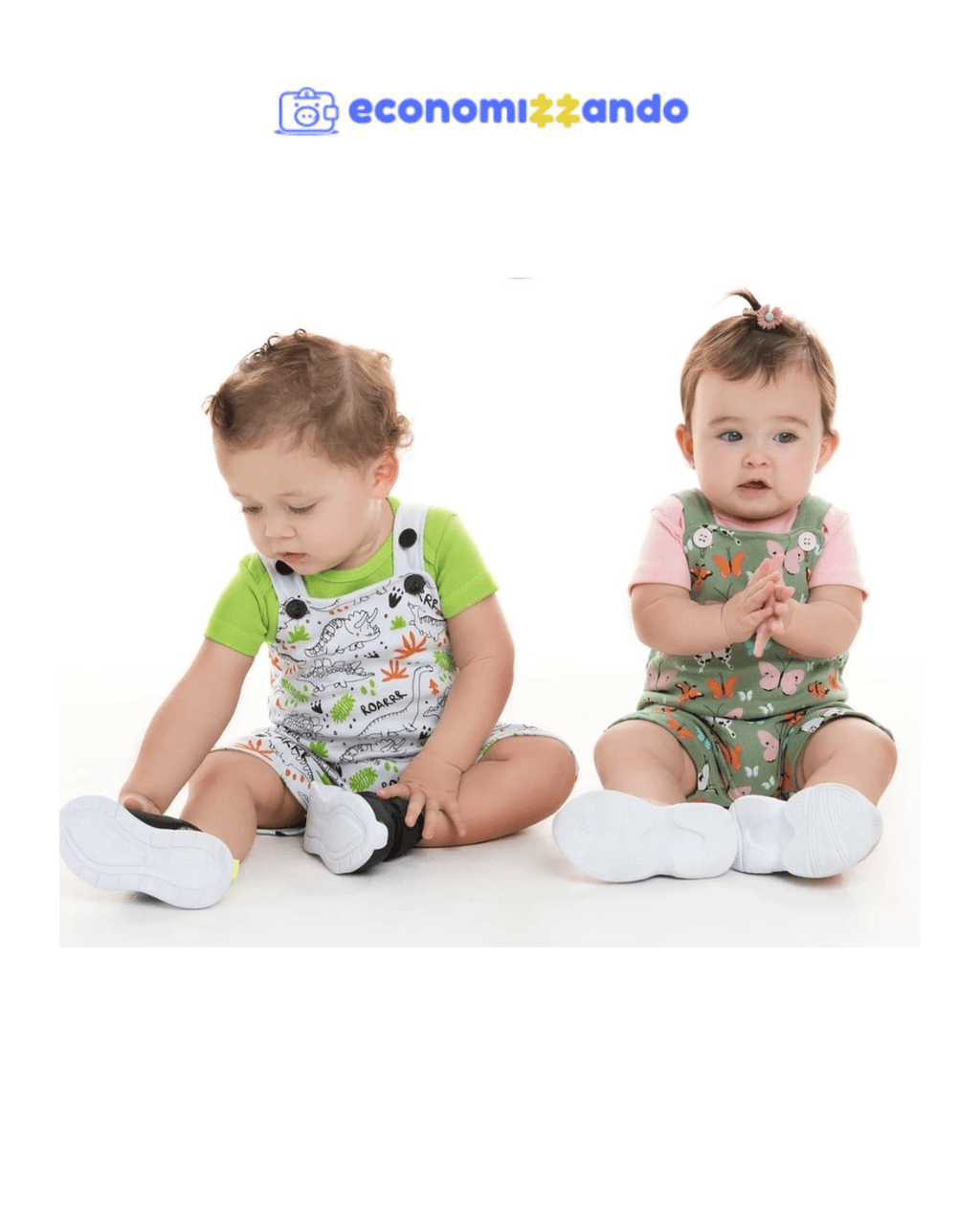 Jardineira infantil Menino Menina 100% Algodão - Jardineira Bebê   Body Manga curta - Roupa para bebe - Enxoval de bebe