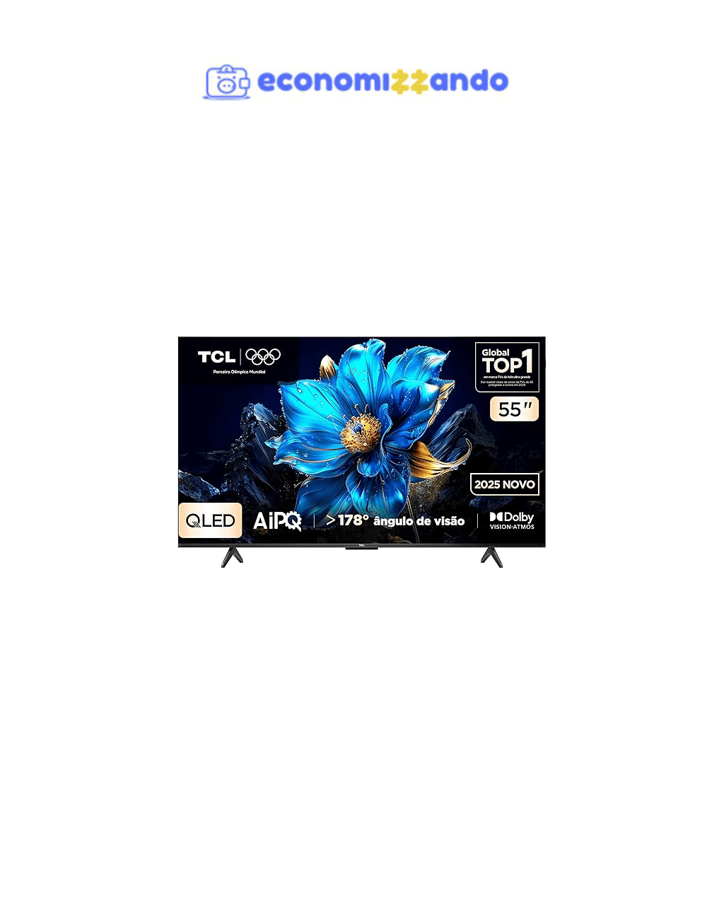 Smart TV TCL 55 Polegadas QLED 4K P7K WiFi Bluetooth Google TV HDR10  Dolby Atmos Dolby Vision 55P7K