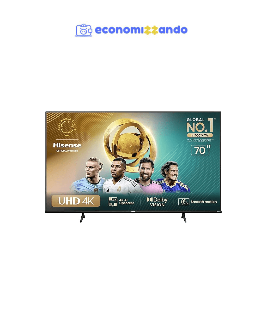 Hisense Smart TV UHD 4K DLED 70" Polegadas 70A6N com HDR10  Dolby Vision Game Mode Controle por Voz Alexa Built-In AirPlay