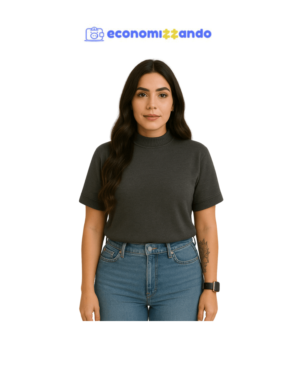 Tshirt Camiseta Feminina Zara Algodão Gola Alta
