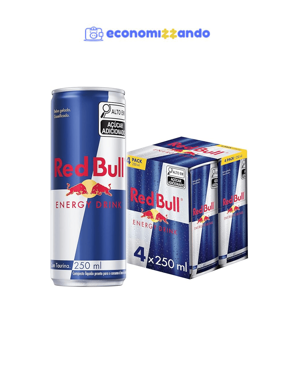 Pack de 4 Latas Red Bull Energético, Energy Drink, 250ml