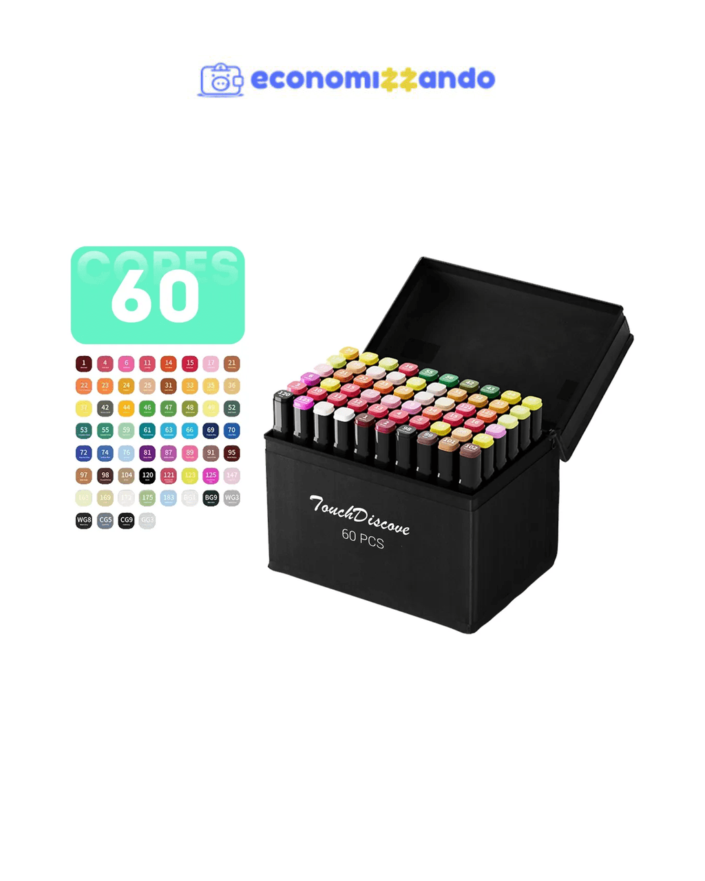Conjunto Canetas Marcador Canetinha Ponta Dupla 60 Cores Kit
