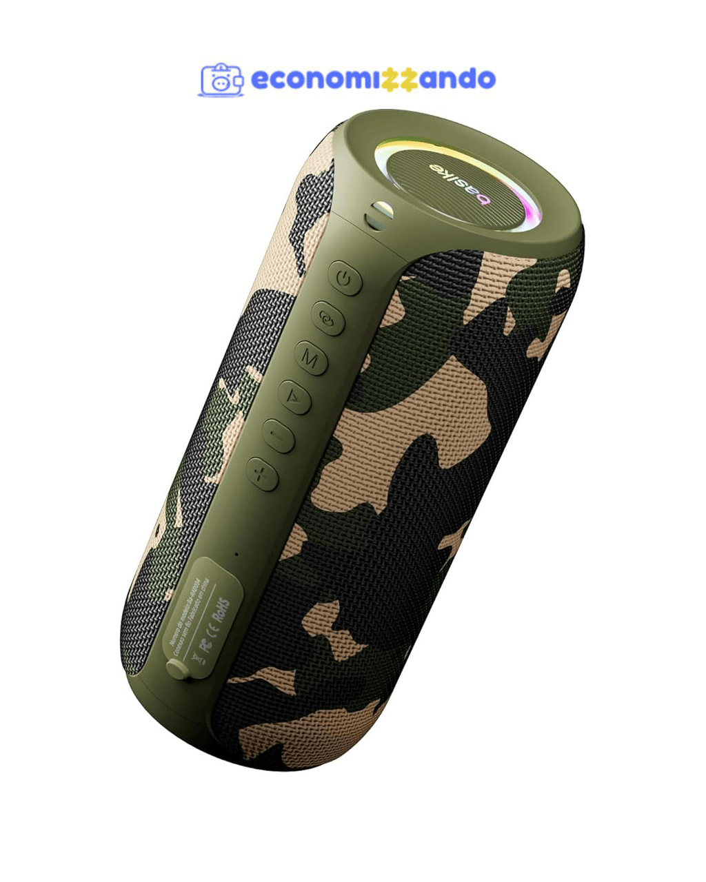 Caixa de Som Bluetooth Portatil, Caixinha de Som Bluetooth Subwoofer 30W(Até 60W), TWS, IPX4, Suporte AUX, USB, TF, Alcance de 10m(Camouflage)