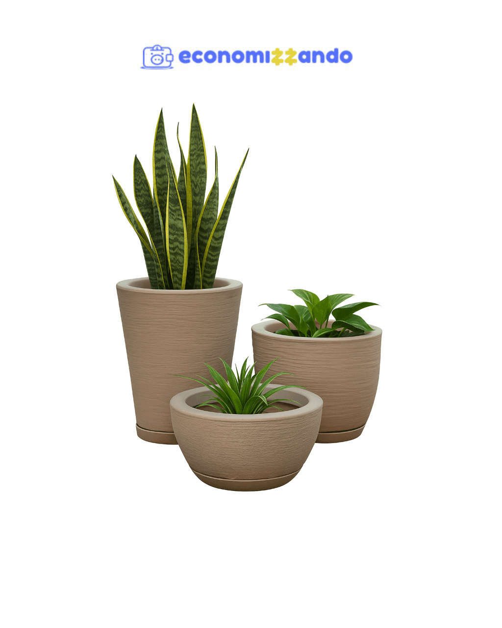Kit 3 vasos de polietileno para plantas decorativo N1 N2 N3