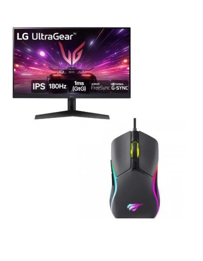 Monitor Gamer LG UltraGear 24" Full HD, IPS, 180Hz + Mouse Havit