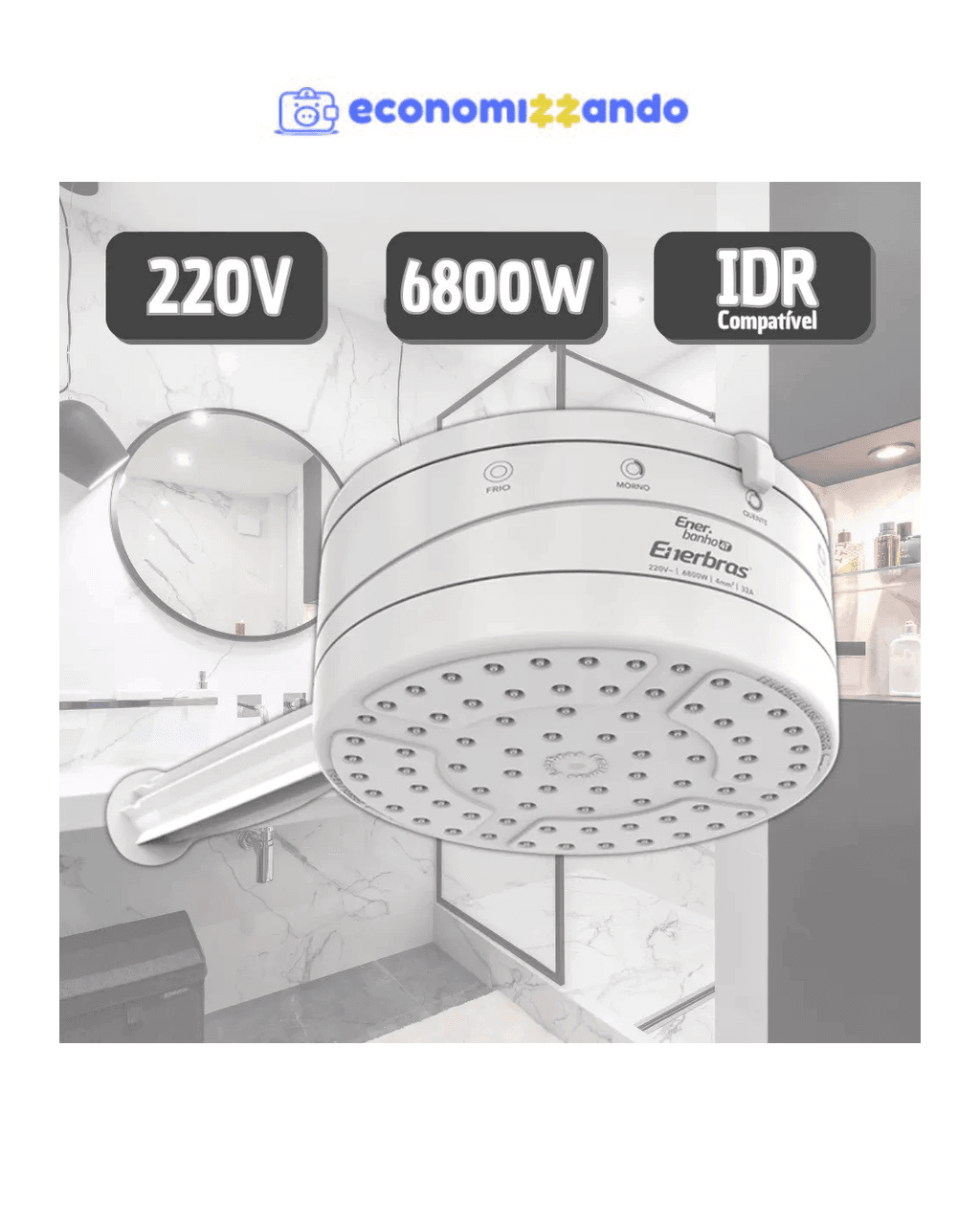 Ducha Chuveiro Enerbanho 4 Temperaturas 220V 6800W
