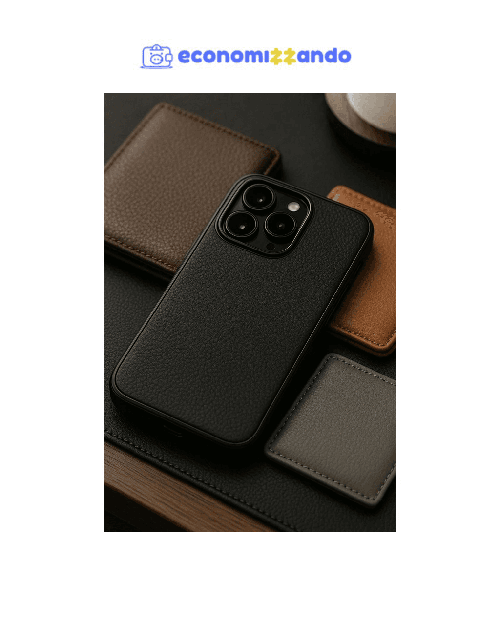 Capa Magsafe de Couro Preta para iPhone 11/12/13/14/15/16Pro Max com Adsorção Magnética