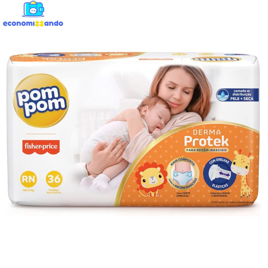 Fralda Pom Pom Derma Protek, Pom Pom Laranja