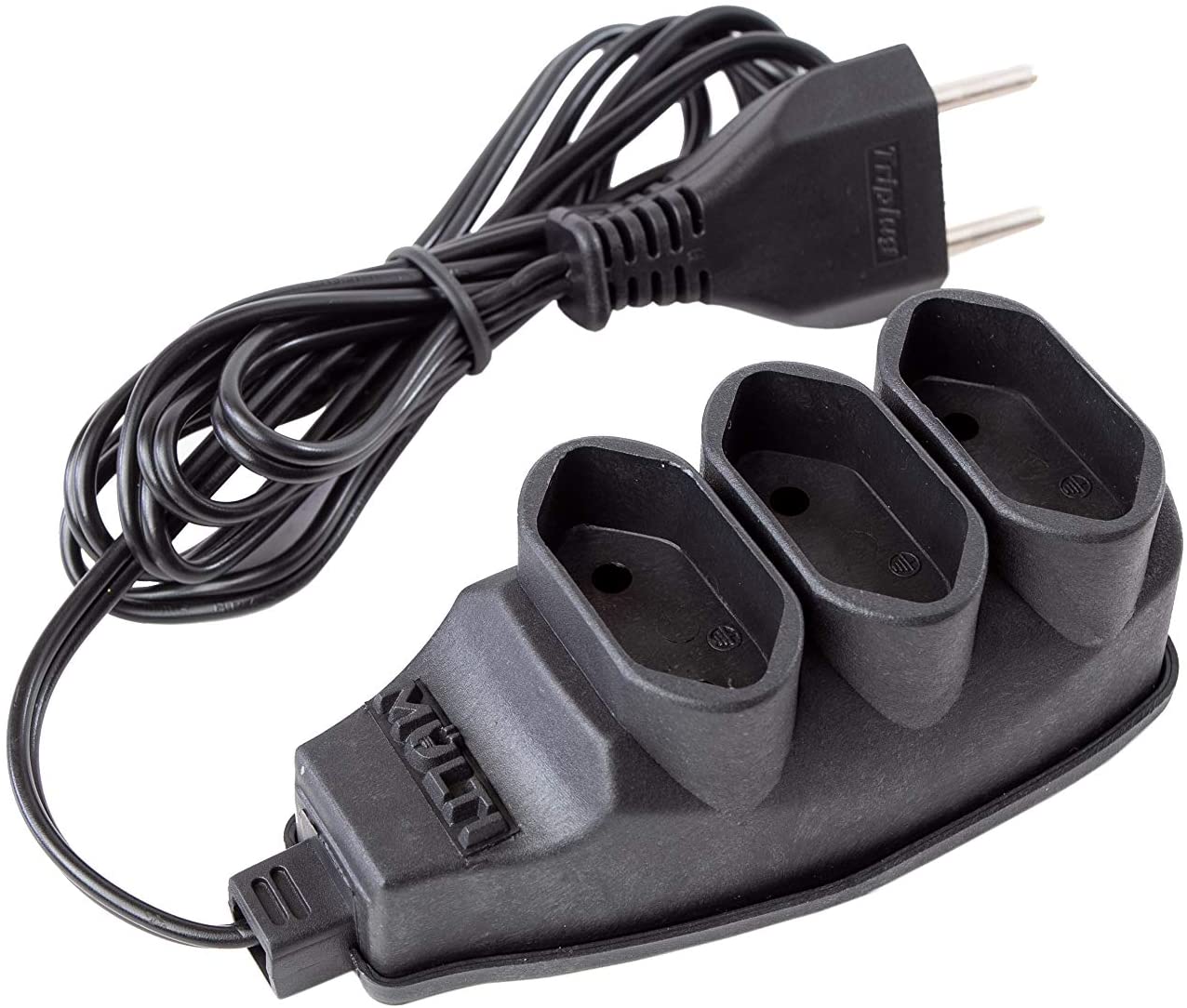 Extensão elétrica 10A Preta de 3 Tomadas Bipolar com cabo de 1.5m Multicraft, EXT3TBI1M